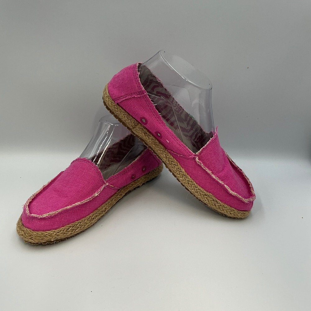 Sanuk Fiona Womens Pink Espadrille Loafer Slip On Casual Shoes